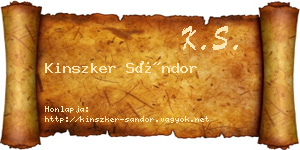 Kinszker Sándor névjegykártya